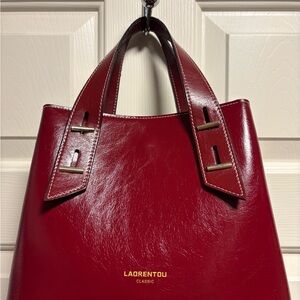 LAORENTOU Classic Deep Red Leather Handbag